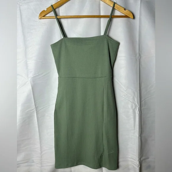 Forever 21 Sage Green Ribbed Body-Con Mini Dress - Picture 1 of 4